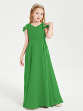 Robe de Demoiselle d'Honneur Junior en Mousseline Délicate Vert