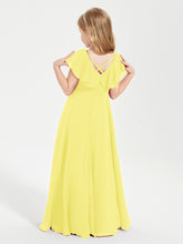 Robe de Demoiselle d'Honneur Junior en Mousseline Délicate Citron