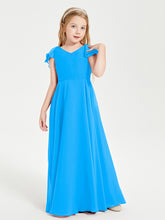 Robe de Demoiselle d'Honneur Junior en Mousseline Délicate Bleu Océan