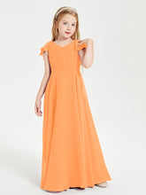 Robe de Demoiselle d'Honneur Junior en Mousseline Délicate Orange