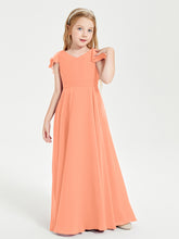 Robe de Demoiselle d'Honneur Junior en Mousseline Délicate Papaye