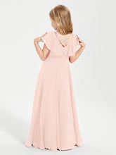 Robe de Demoiselle d'Honneur Junior en Mousseline Délicate Rose Perle