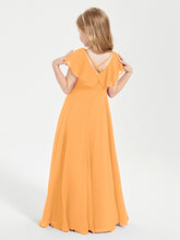 Robe de Demoiselle d'Honneur Junior en Mousseline Délicate Mandarine
