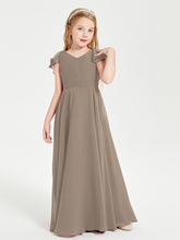 Robe de Demoiselle d'Honneur Junior en Mousseline Délicate Taupe