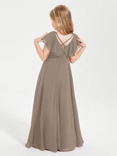 Robe de Demoiselle d'Honneur Junior en Mousseline Délicate Taupe