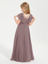 Robe de Demoiselle d'Honneur Junior en Mousseline Délicate Vintage Mauve