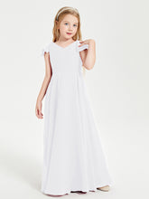 Robe de Demoiselle d'Honneur Junior en Mousseline Délicate Blanc