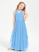 Robes de Demoiselle d'Honneur Junior en Mousseline de Style Boho Bleu