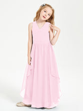 Robes de Demoiselle d'Honneur Junior en Mousseline de Style Boho Rose Bonbon