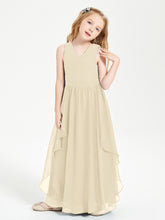 Robes de Demoiselle d'Honneur Junior en Mousseline de Style Boho Champagne