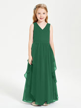 Robes de Demoiselle d'Honneur Junior en Mousseline de Style Boho Vert Foncé