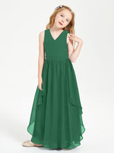 Robes de Demoiselle d'Honneur Junior en Mousseline de Style Boho Vert Foncé