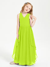 Robes de Demoiselle d'Honneur Junior en Mousseline de Style Boho Vert Citron