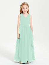 Robes de Demoiselle d'Honneur Junior en Mousseline de Style Boho Vert Menthe