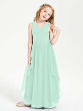 Robes de Demoiselle d'Honneur Junior en Mousseline de Style Boho Vert Menthe