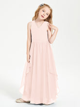 Robes de Demoiselle d'Honneur Junior en Mousseline de Style Boho Rose Perle