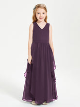 Robes de Demoiselle d'Honneur Junior en Mousseline de Style Boho Plum