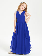 Robes de Demoiselle d'Honneur Junior en Mousseline de Style Boho Bleu Royale
