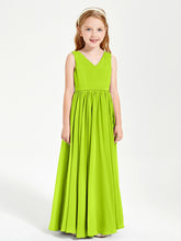 Robes de Demoiselle d'Honneur Junior Élégantes Sans Manches Vert Citron