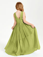 Chic Robes Longues de Demoiselle d'Honneur Junior à Col en V Trèfle