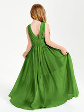 Chic Robes Longues de Demoiselle d'Honneur Junior à Col en V Mousse