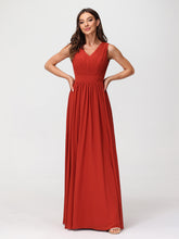 Robes Longues en Mousseline à Col en V avec Dos Ouvert Rouille