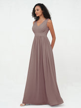 Robes Longues en Mousseline à Col en V avec Dos Ouvert Dusk