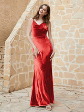 Robe Capot en Velours Longueur au Sol Rouge