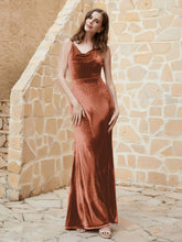 Robe Capot en Velours Longueur au Sol Rouille
