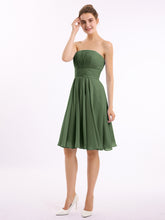 Sans Bretelles Robe Demoiselle d'honneur Courte Olive Verte