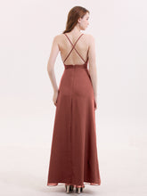 Robe Sexy Profond Col en V avec Fente terracotta