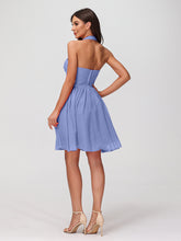 Licou Col en Cœur Mousseline Robes Courtes Pervenche