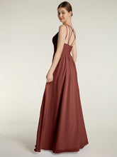 Double Bretelles Mousseline Robes Avec Col En Cœur terracotta