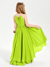 Robes de Demoiselle d'Honneur Junior en Mousseline Vert Citron