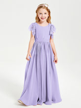 Robes de Demoiselle d'Honneur Junior avec Manches Flottantes en Dentelle Lilas