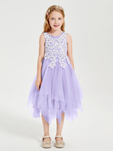 Robes de Demoiselle d'Honneur Junior en Tulle à Longueur de Mollet Lilas