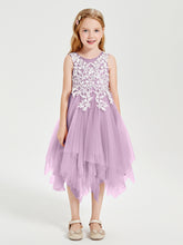 Robes de Demoiselle d'Honneur Junior en Tulle à Longueur de Mollet Glycine