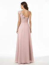 Une Epaule Longue Robe Demoiselle d'honneur Rose Poudré