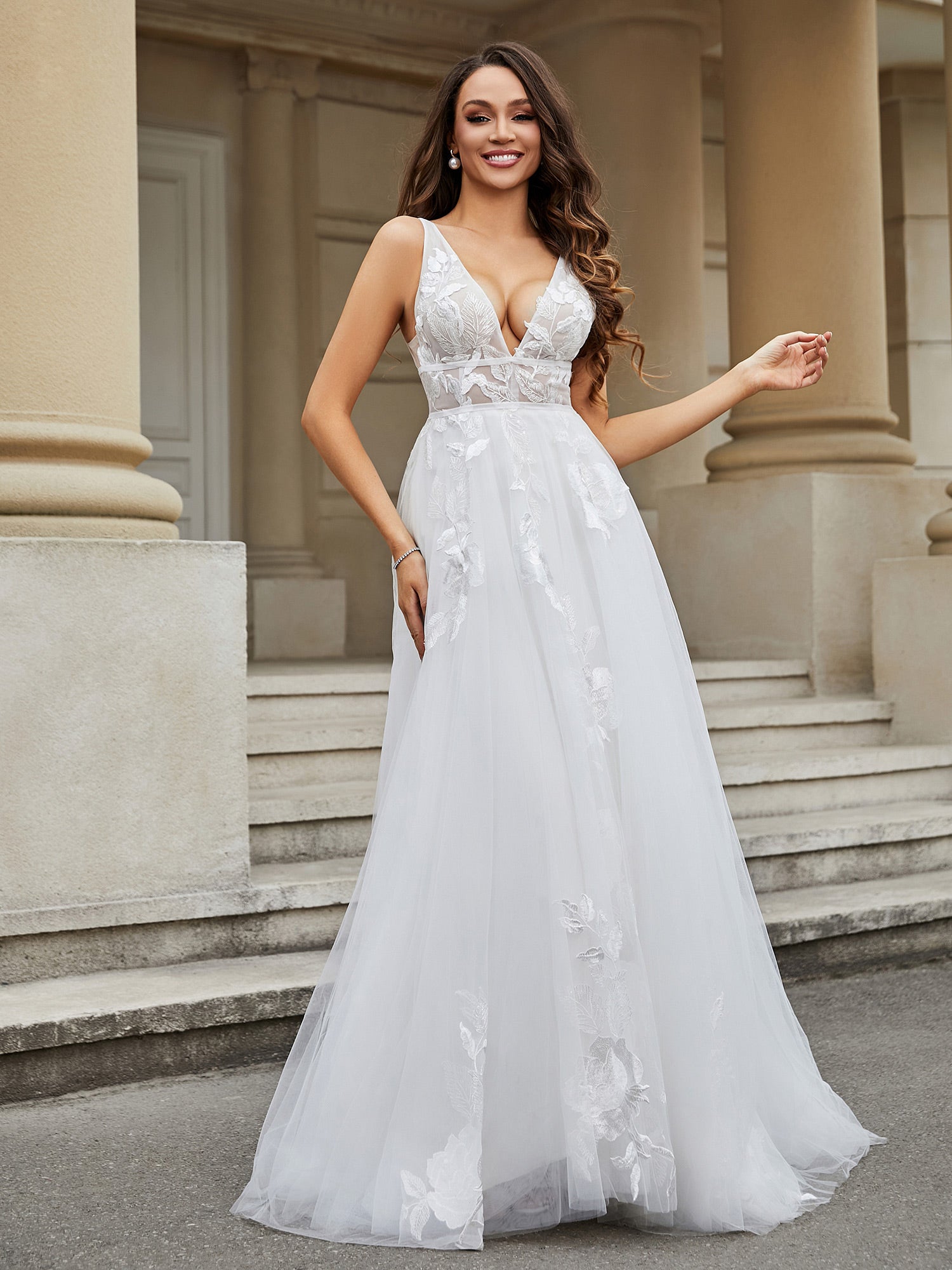 Robe Longue Blanche En Dentelle Pour Femme - Légère, élégante, Flatteu