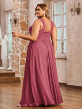 Bretelles Croisées Mousseline Robe avec Taille Empire Cannelle Rose Grande Taille