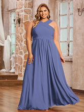 Bretelles Croisées Mousseline Robe avec Taille Empire Pervenche Grande Taille