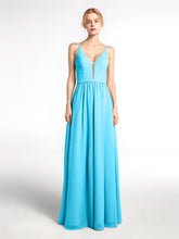 Robe en Mousseline Simple à Bretelles Spaghetti avec Encolure Crantée Piscine