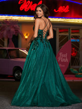 Robe Appliquée Florale en Tulle à Bretelles Spaghetti Vert Foncé