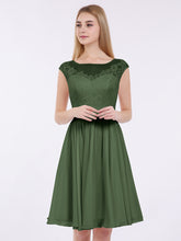 Mousseline et Dentelle Courte Robe de Demoiselle d'Honneur Olive Verte