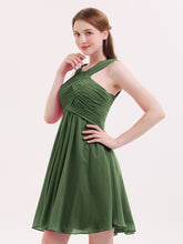 Devant Croisé Taille Empire Robe Demoiselle d'honneur Courte Olive Verte