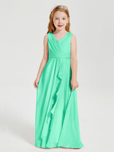 Boho Robes de Demoiselle d'Honneur Longues en Mousseline Turquoise