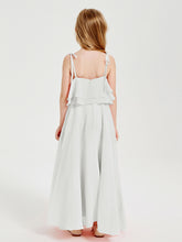 Robes de Demoiselle d'Honneur Junior en Mousseline avec Nœud Papillon Ivoire