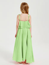 Robes de Demoiselle d'Honneur Junior en Mousseline avec Nœud Papillon Sauge