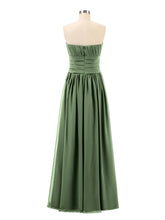 Robe Demoiselle d'honneur Longue Sans Bretelles Mousseline Olive Verte