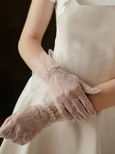 Gants de mariage en dentelle et tulle, longueur jusqu'au poignet